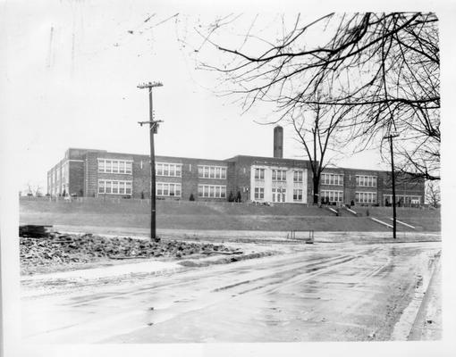 Madisonville High School (front view, fall/winter scene)