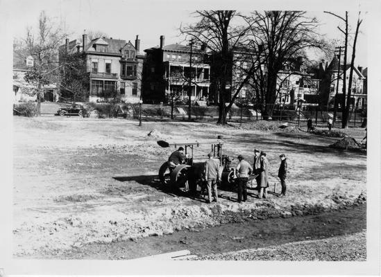 Central Park concrete tennis courts under construction