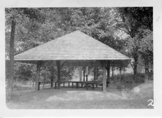Seneca Park shelter house constructed by WPA at golf course