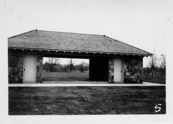 Seneca Park shelter house constructed by WPA at tennis courts