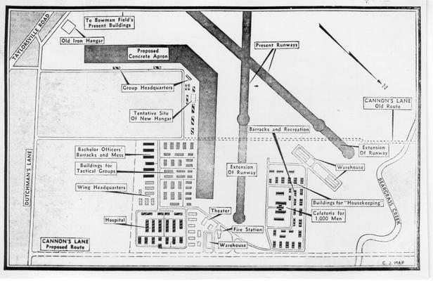 Map of Bowman Field, November 13, 1940