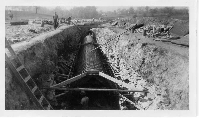 Sewer construction work at Bowman Field in connection with Defense Program, 1940-1941