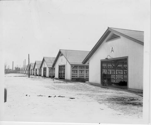 Completed stables at State Fairgrounds built by WPA, 1940-1941