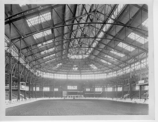 Interior of Horse Show Pavilion at State Fairgrounds painted by WPA