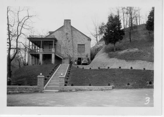 Paintsville Club House (side view) showing how cliff was blasted off to form setting. Taken from parking lot