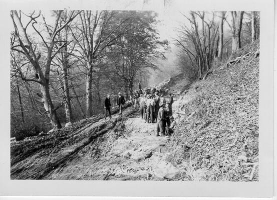 WPA workers building road in Johnson County by hand