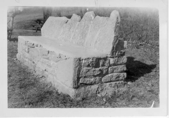 Stone masonry bench in Devou Park