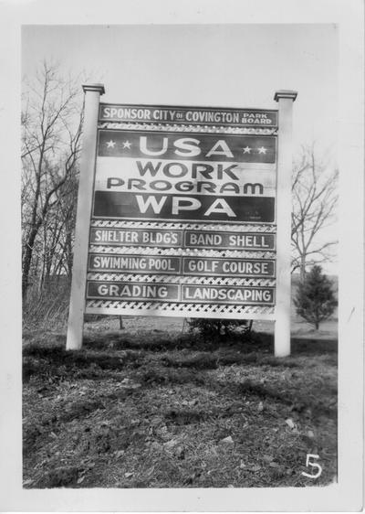 WPA sign at Devou Park