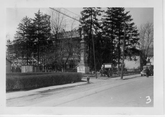 Lewis County Courthouse in Vanceburg located in grove of pine trees