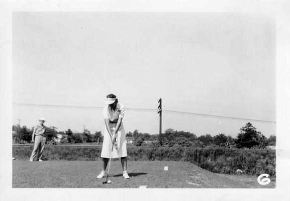 Dedication of Noble Park Golf Course, May 16, 1940. Mily driving from #3 Tee