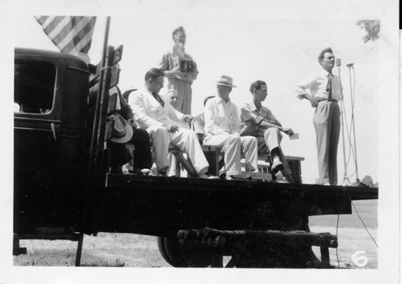 Dedication of Noble Park Golf Course, May 16, 1940. Buck Burnette, Ed Paxton, and Mayor Larkey on speakers platform