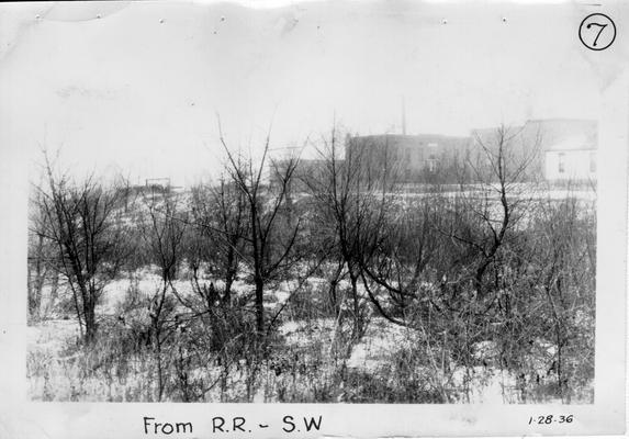 View of land prior to construction of Barkley Park in Paducah. From railroad southwest, January 28, 1936