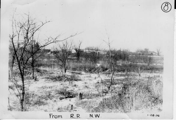 View of land prior to construction of Barkley Park in Paducah. From railroad northwest, January 28, 1936