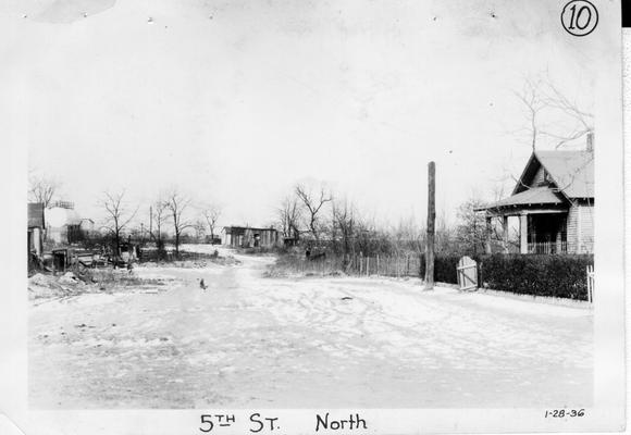 View of land prior to construction of Barkley Park in Paducah. 5th Street north, January 28, 1936