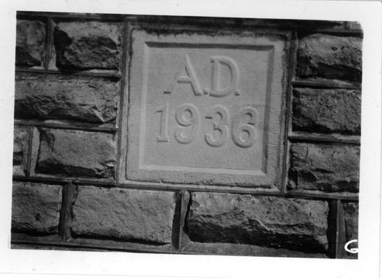 Date insert in wall of Wrigley School