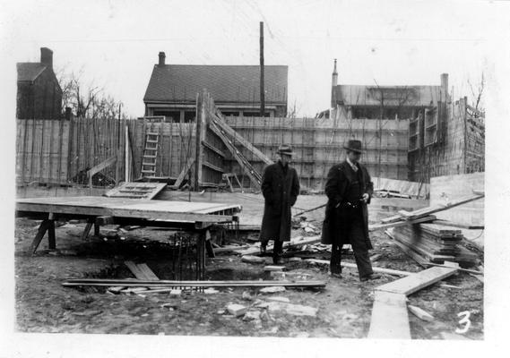 Ted Johnson and Hugh Crozier inspecting Carlisle Armory construction site