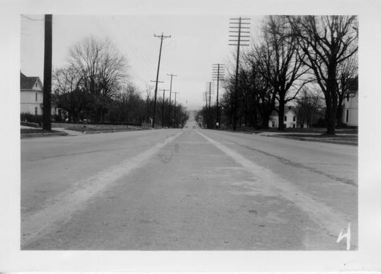 Street after car rails were removed in Georgetown, KY, 1942