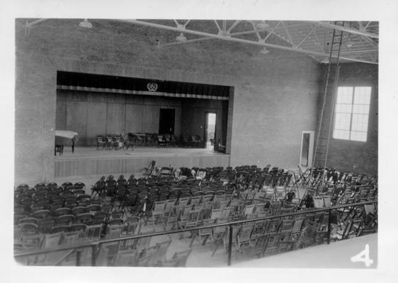 Interior of Simpsonville Gymnasium showing stage area