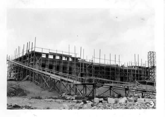 Monticello High School under construction, one of the WPA's biggest buildings