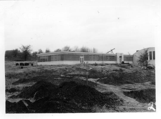 Slaughter's School classrooms showing gymnasium on the right