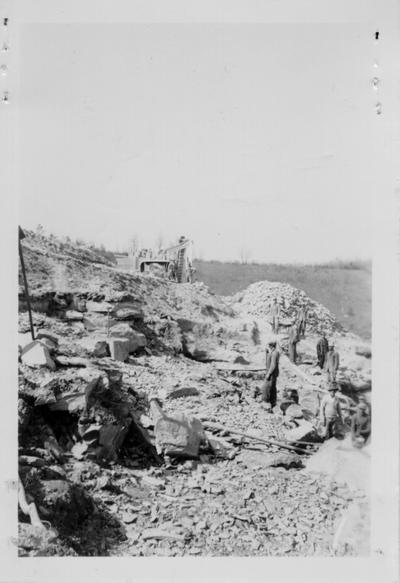 Project #2-1-58-73 WPA workers cutting through rock on Sparksville-Weed Road, March 6, 1936