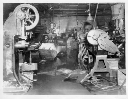 Flooded interior of machine shop or printing press in Louisville, KY