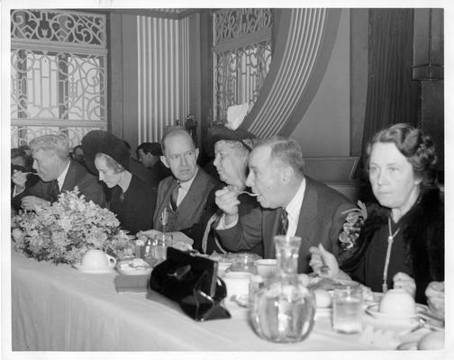 February 8, 1940 Luncheon in honor of Mrs. Florence S. Kerr. Seated at the table, from left to right: Colonel Harry S. Barry, Tennessee State Administrator; Miss Elizabeth Fullerton, State Director Community Service Projects; Malcolm J. Miller, Regional Director, Atlanta, Georgia; Mrs. Florence S. Kerr, Assistant Commissioner, Washington, D.C.; George H. Goodman, Kentucky State Administrator; Mrs. Blanche M. Ralston, Regional Director of Community Service Projects, Atlanta, Georgia