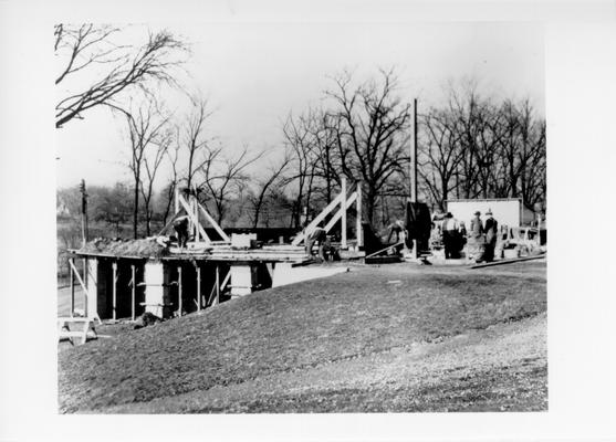 Project #717 District 6: Starting of brick work on Caddy House at Seneca Park Golf Course, Louisville, KY. Photographed December 9, 1935