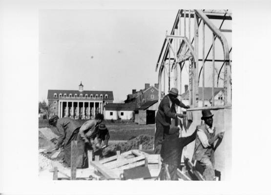 Project #1651 District 3: Reconstruction of the greenhouse on the University of Kentucky campus, Lexington, KY. The concrete foundation, walls and footings and concrete floor are of new construction. View was photographed March 23, 1936