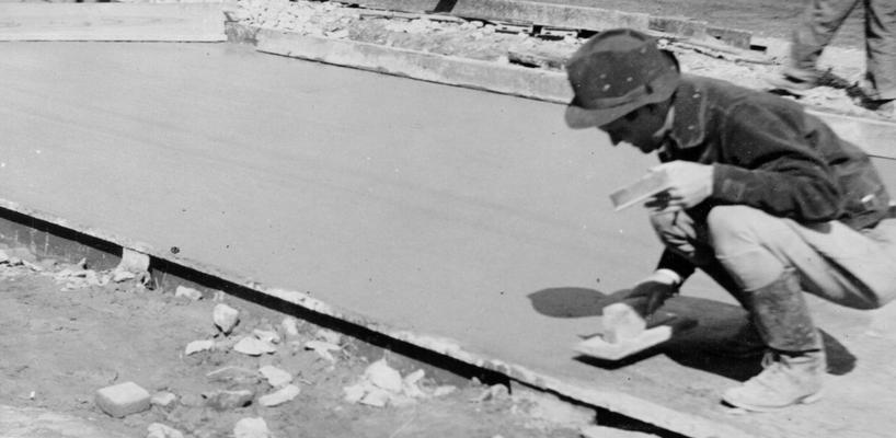 Project #486 District 1: New cement bound streets for the City of Princeton, KY. View shows a finished slab. Photographed March 3, 1936