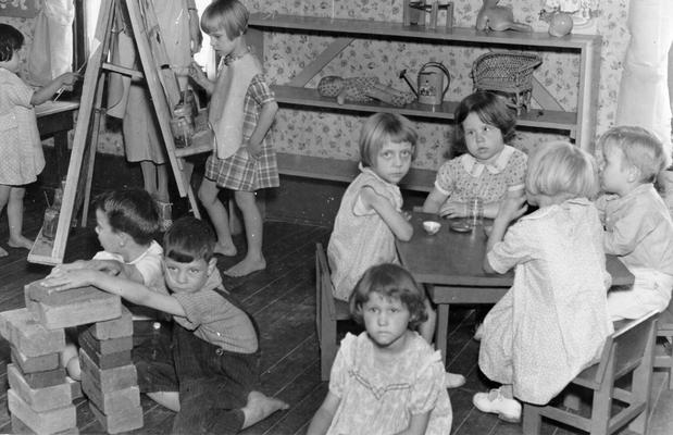 Project #2136 District 5: Recreation period of the WPA Nursery School at Ashland, KY. This school is operated under Project #2136. View was photographed June 15, 1936