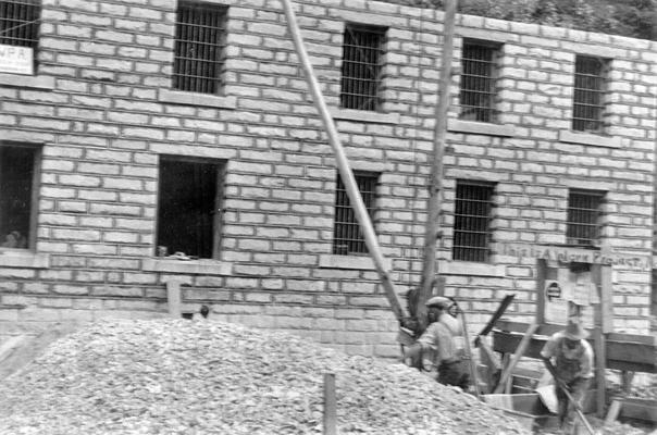 Project #587 District 5: Native stone jail building, Hindman, KY. View photographed July 2, 1936, of the jail building in Hindman, KY