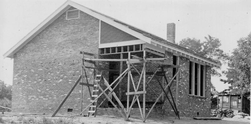 Project #2687 District 1: Colored School Building, Smithland, KY. Project #2687 is the construction of a brick graded school building for colored children at Smithland, KY. View, photographed July 21, 1936, shows exterior of building nearing completion