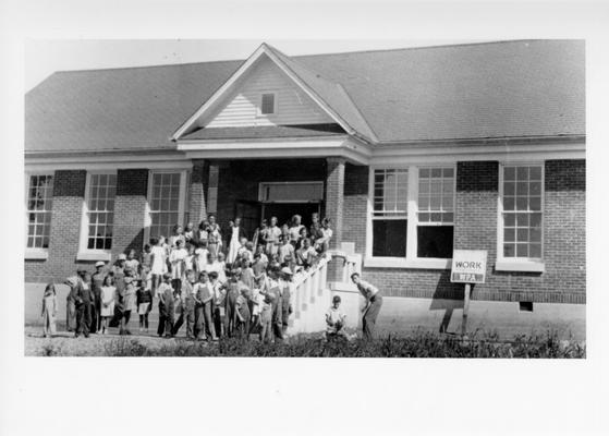Project #2599 District 6: A six-room school building has been constructed at Petroleum, KY. View photographed September 25, 1936