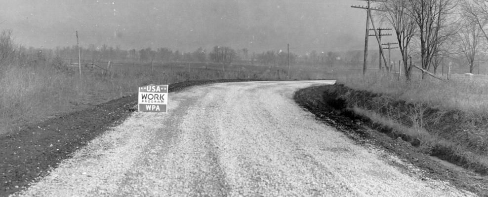 Project #2729 District 1: Master Project #2729 provides for the grading, draining and surfacing of various roads in Christian County. A county road 2 miles northeast of Pembroke, KY, constructed under Master Project #2729. View photographed December 15, 1936