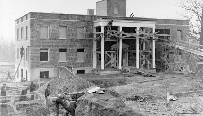 Project #2289 District 1: Project #2289 is the construction of a city hospital at Greenville, KY. This town is situated in the heart of western Kentucky coal fields and the nearest modern hospital is 100 miles distant. View, photographed December 16, 1936, of Greenville Hospital nearing completion