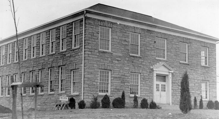 Project #377 District 4: The construction of an 8-room consolidated school building at East Bernstadt, KY. View taken December 5, 1936