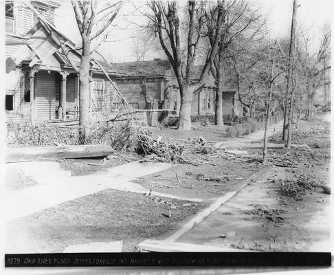 Street scene showing destruction in Jeffersonville, IN., after Ohio River Flood