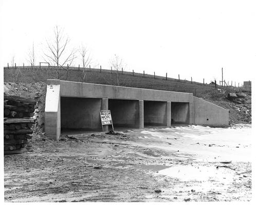 Large, cement culvert with WPA sign
