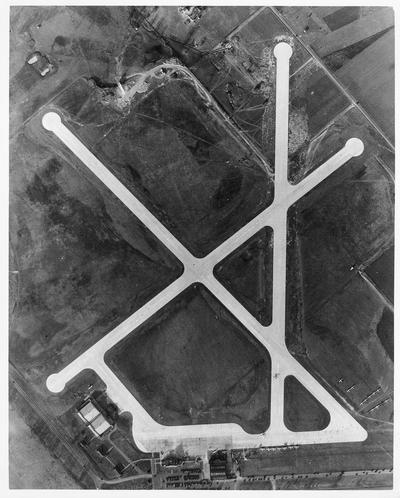 Aerial view of airport runways