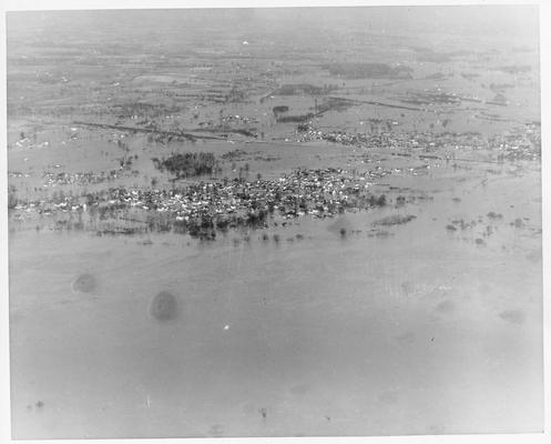 Aerial photo of flooded rural area