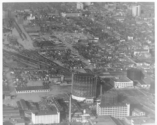 West central section of Louisville, looking north with 7th street station of LG  &  E County. in foreground - 1/27/37