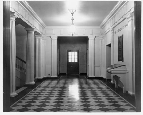 Lobby, looking toward an entrance and doorway