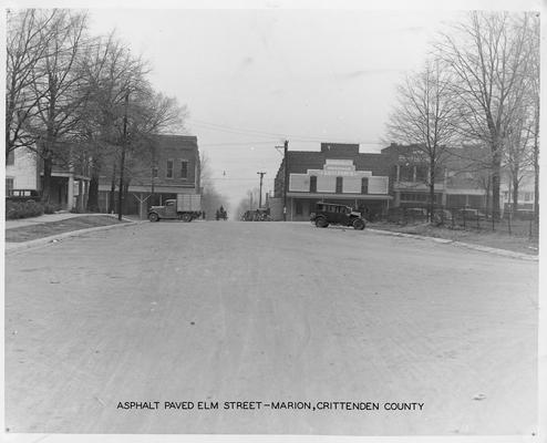 Asphalt paved Elm Street, Crittenden County, Marion, KY