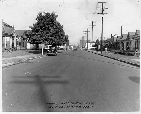 Asphalt paved Dumesnil Street, Louisville, KY
