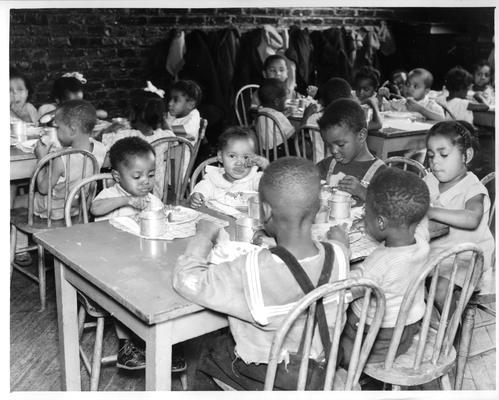 Lunch time for children at WPA colored nursery school