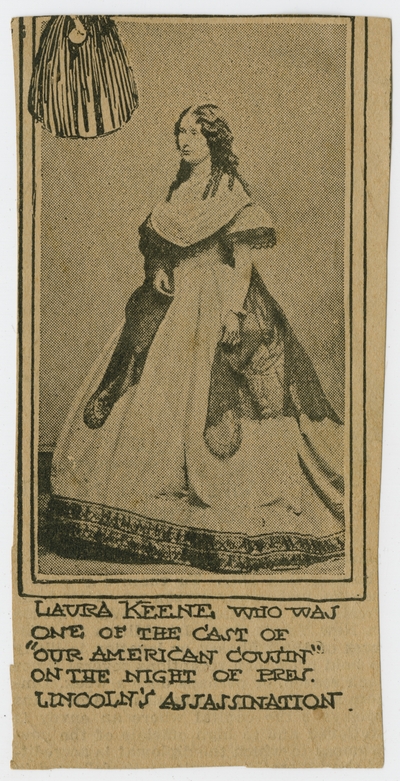Newspaper clipping of Laura Keene