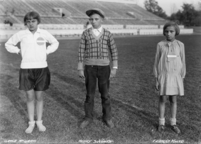 Rural School Tournament held at Stoll Field, left to right:  Grace McGravy, Henry Sullivan, Frances White