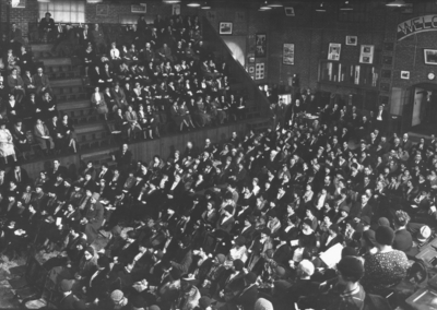 Audience in agricultural hall
