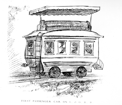 First passenger car on Lexington and Ohio Railroad